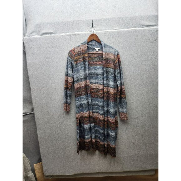J. Jill Womens Long Open Front Cardigan Sweater Size S Multicolor Wool & Cotton - Picture 1 of 5